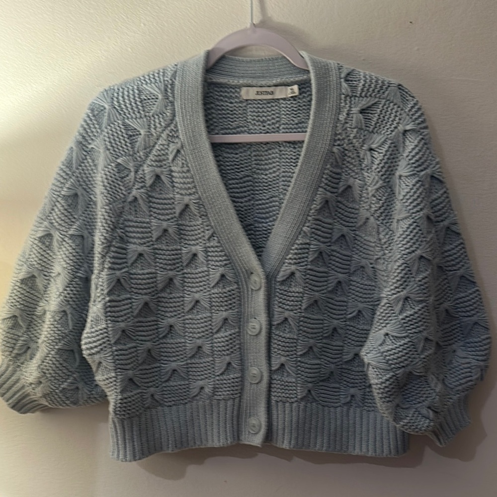 JustFab Light Blue Knit Cardigan - Preloved